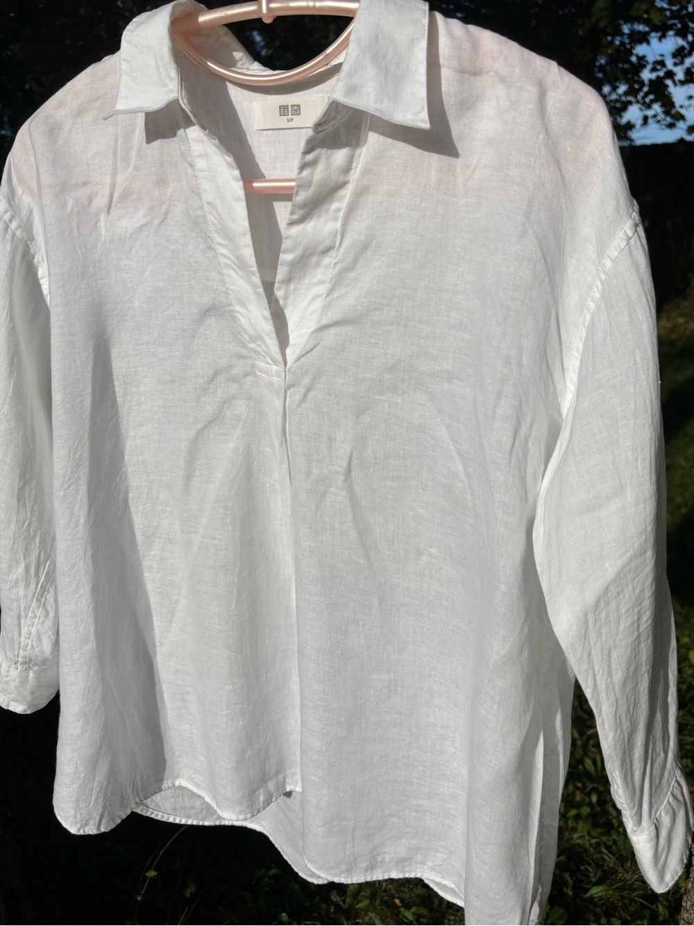 Uniqlo White Linen-Blend Relaxed Button-Down Shirt